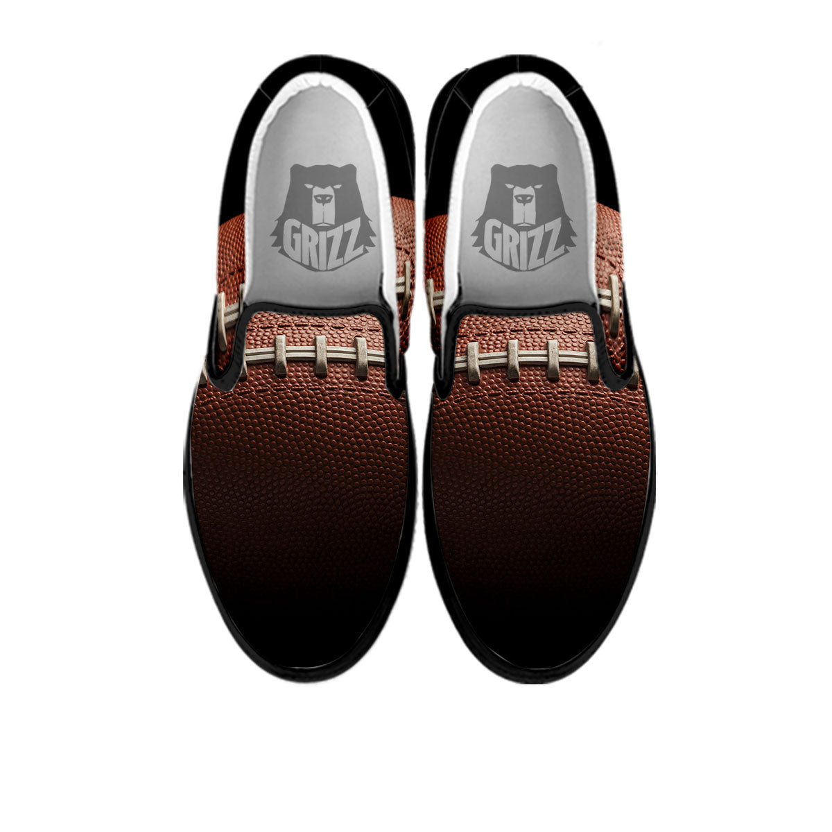 American Football Print Ball Black Slip On Shoes-grizzshop