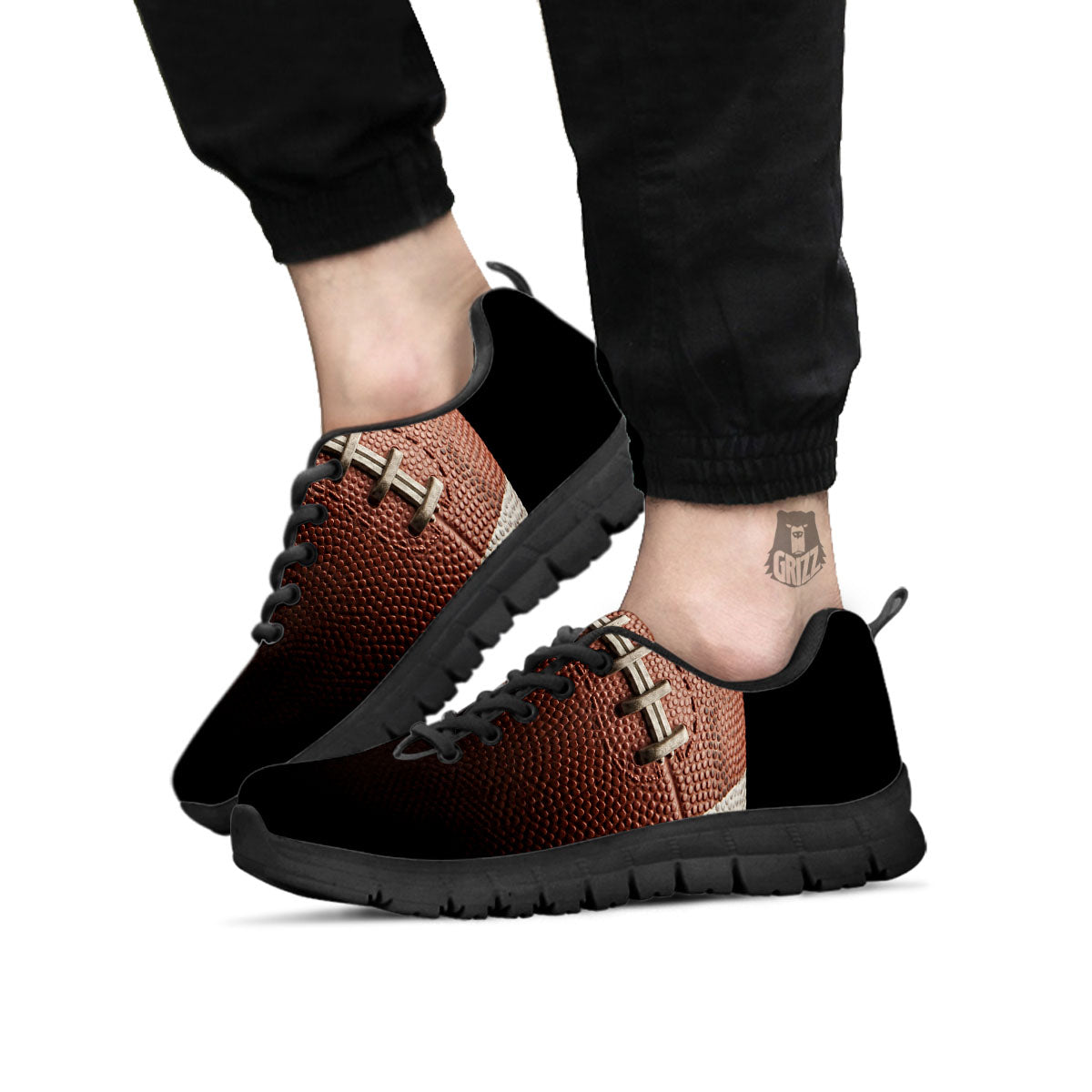 American Football Print Ball Black Sneaker-grizzshop