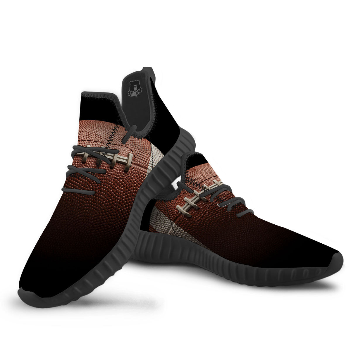 American Football Print Ball Black Walking Shoes-grizzshop