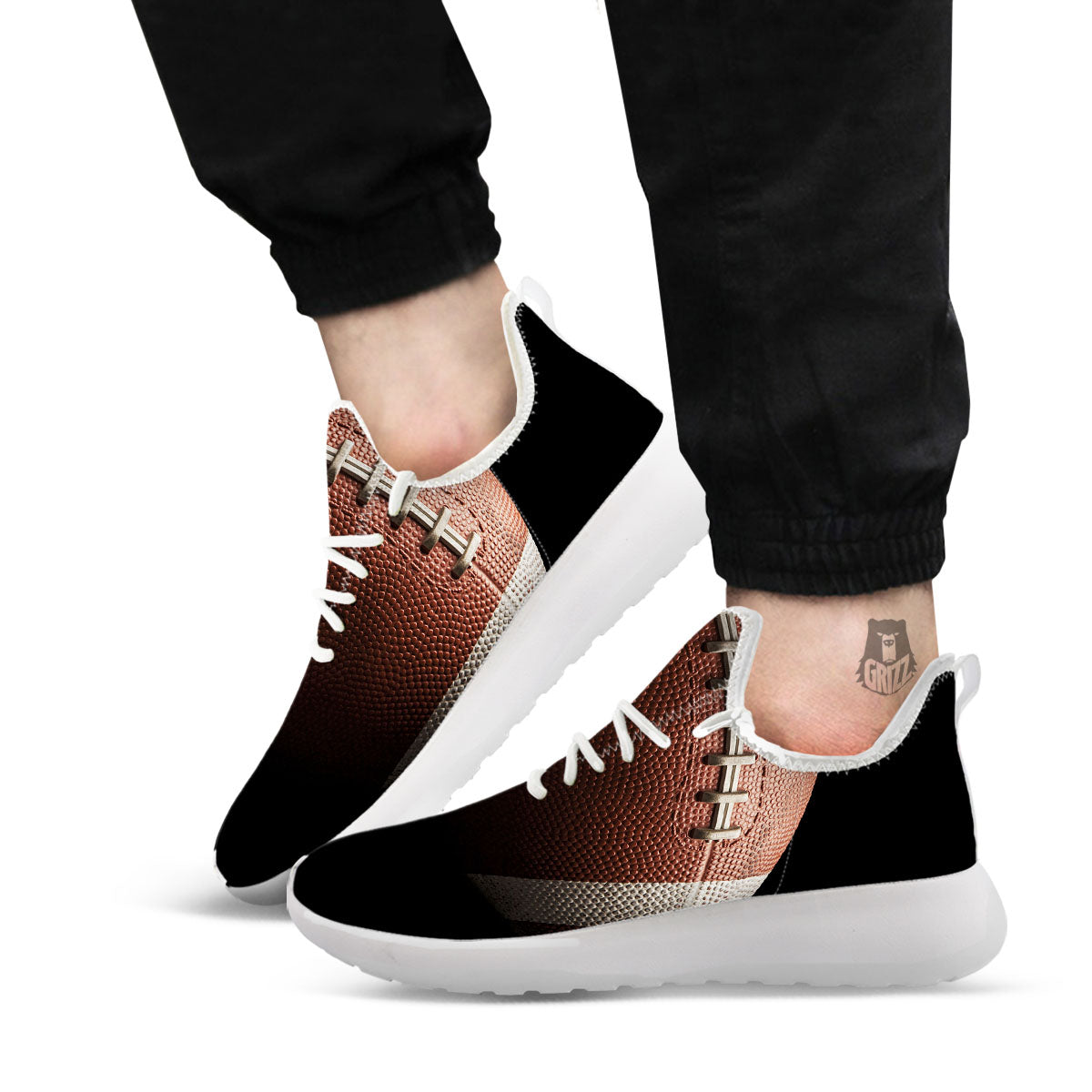 American Football Print Ball White Athletic Shoes-grizzshop