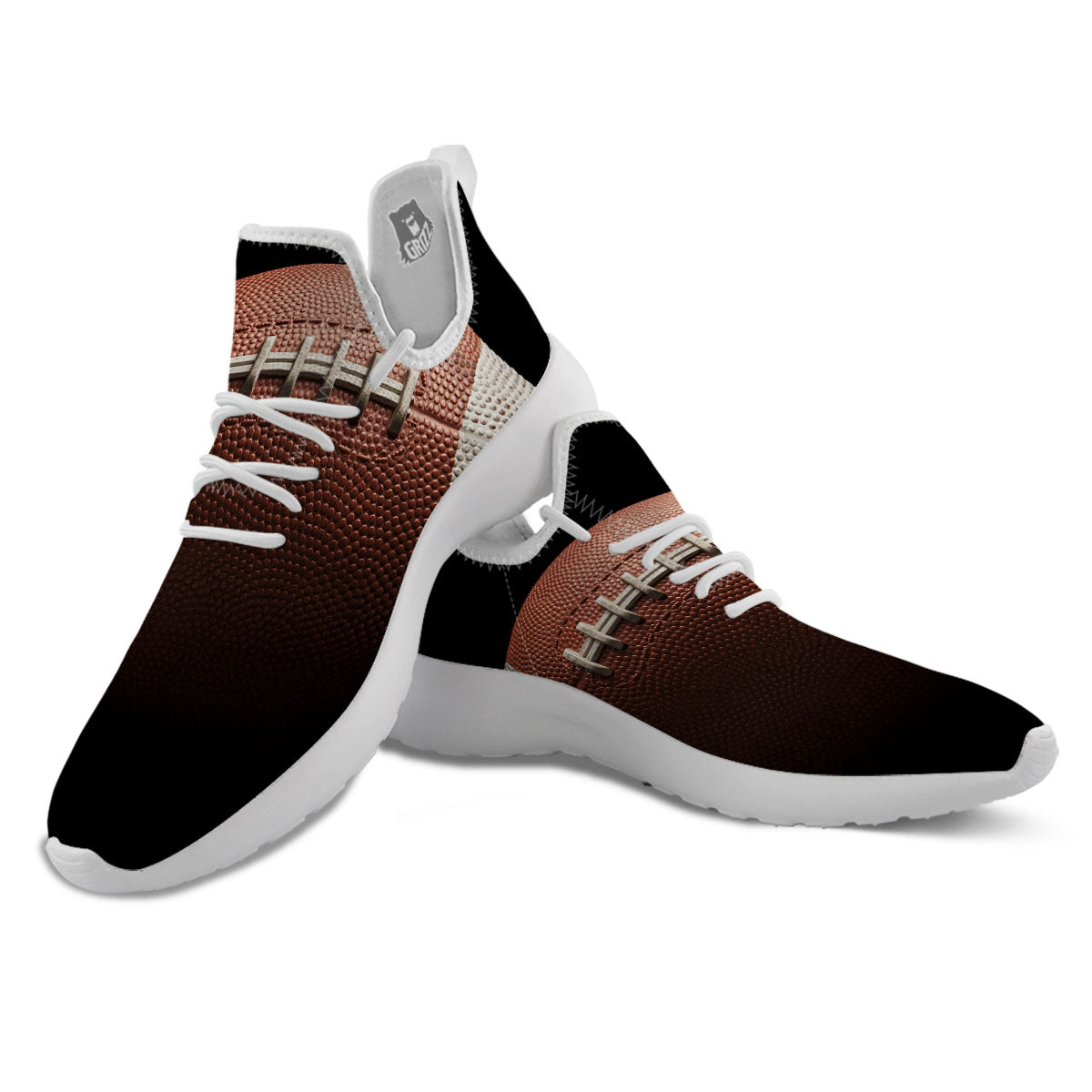 American Football Print Ball White Athletic Shoes-grizzshop
