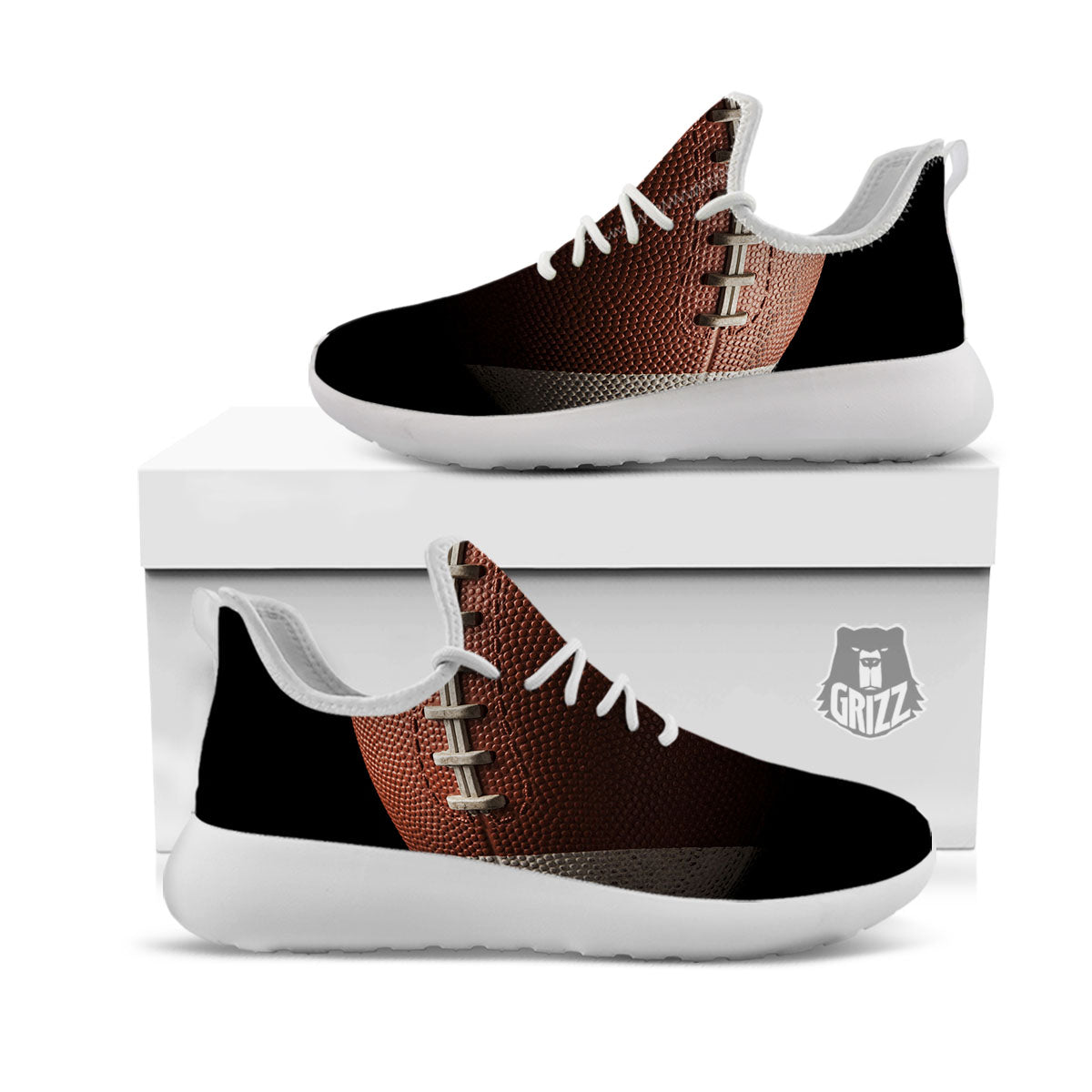American Football Print Ball White Athletic Shoes-grizzshop