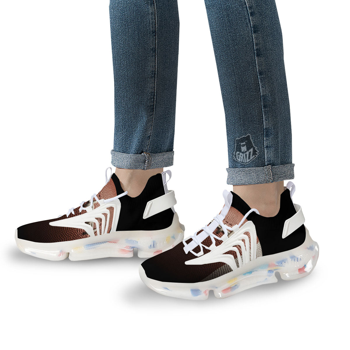 American Football Print Ball White Gym Shoes-grizzshop