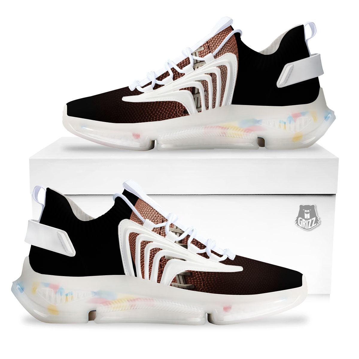 American Football Print Ball White Gym Shoes-grizzshop