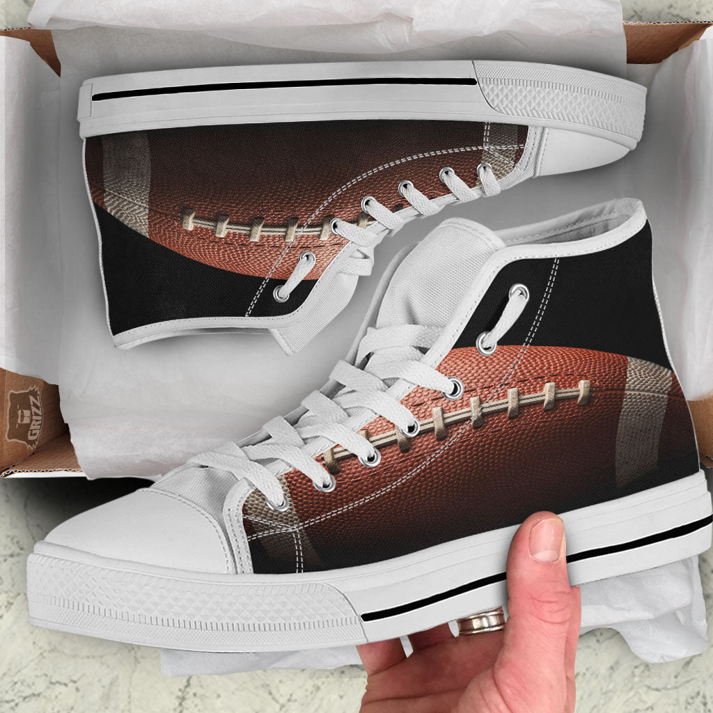 American Football Print Ball White High Top Shoes-grizzshop