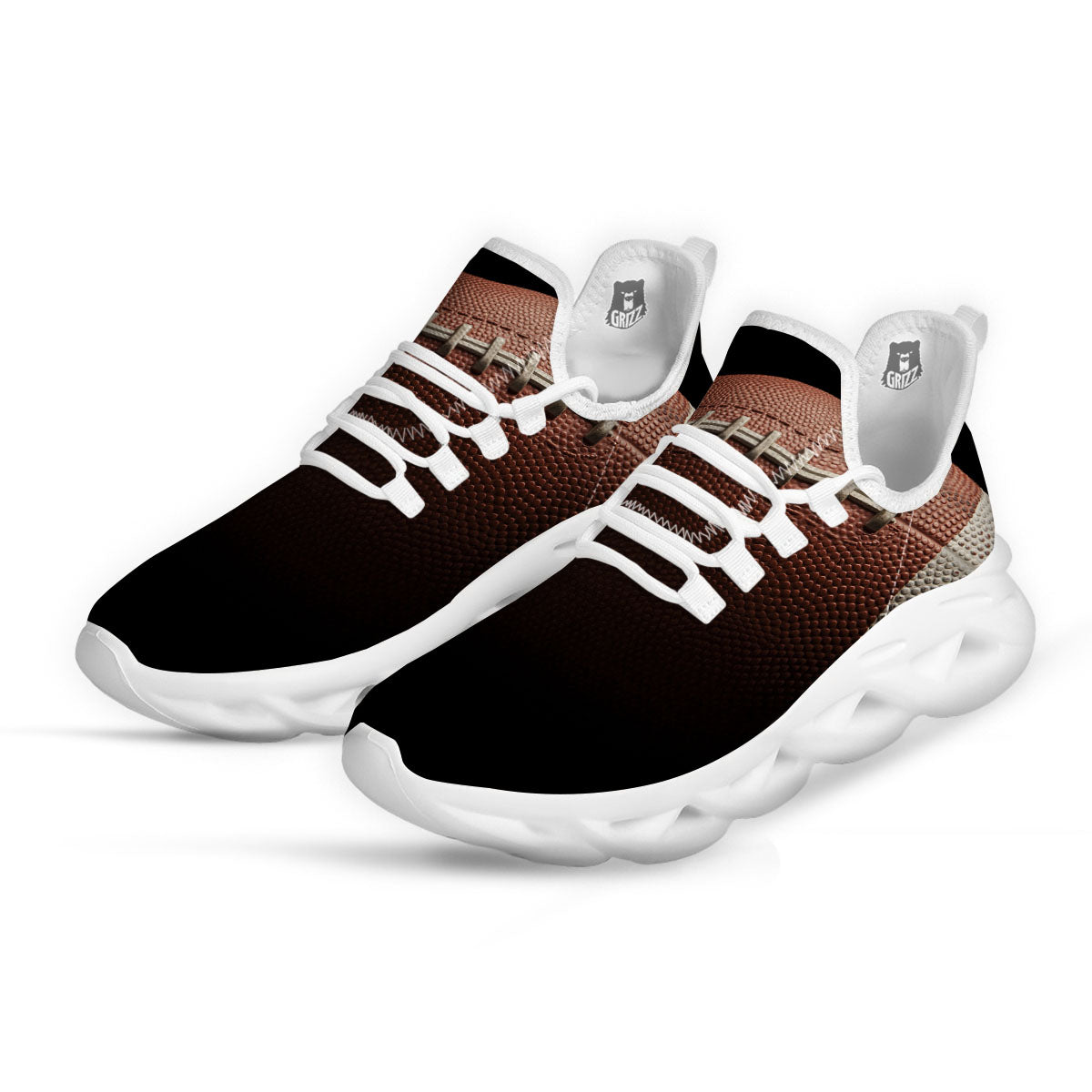 American Football Print Ball White Running Shoes-grizzshop
