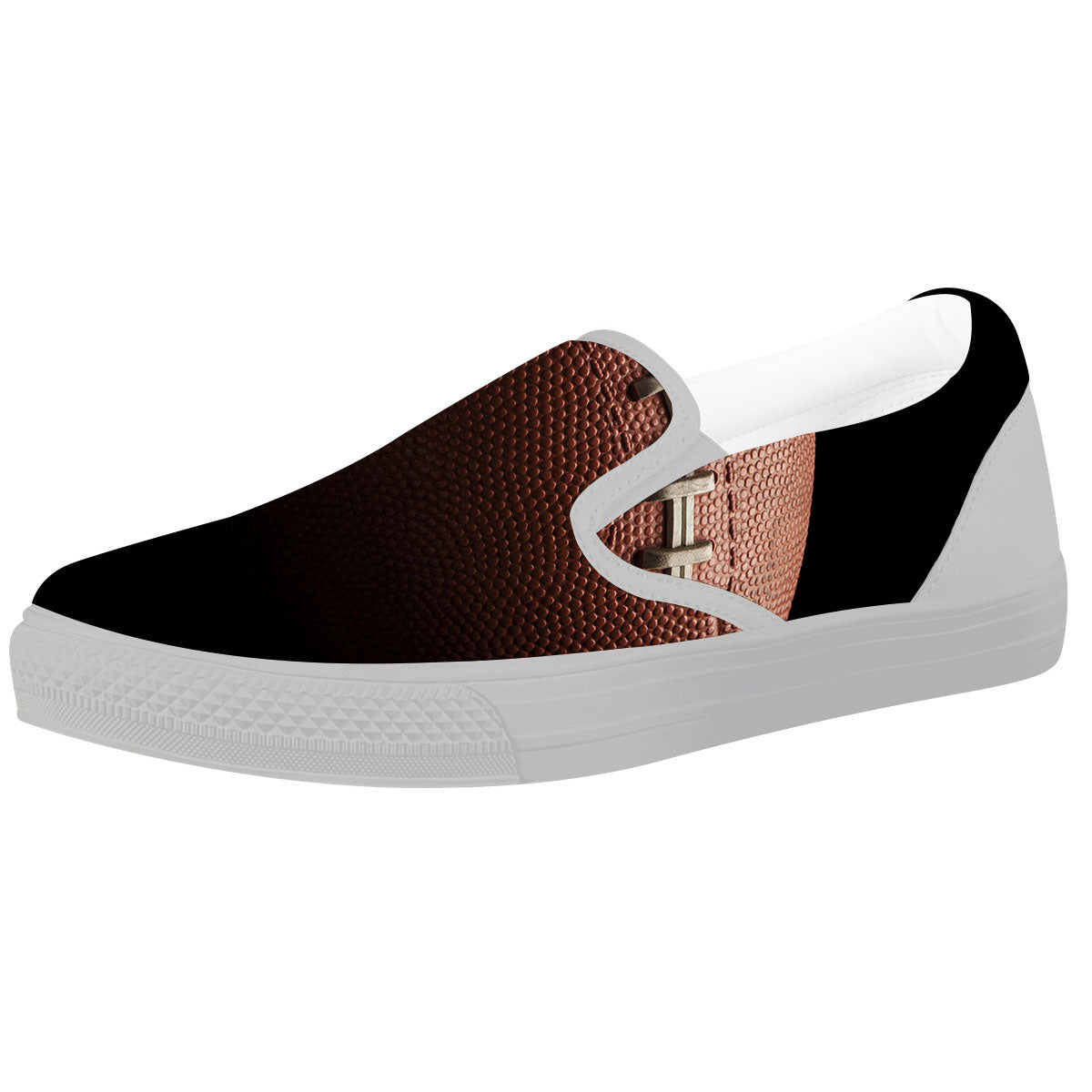 American Football Print Ball White Slip On Shoes-grizzshop