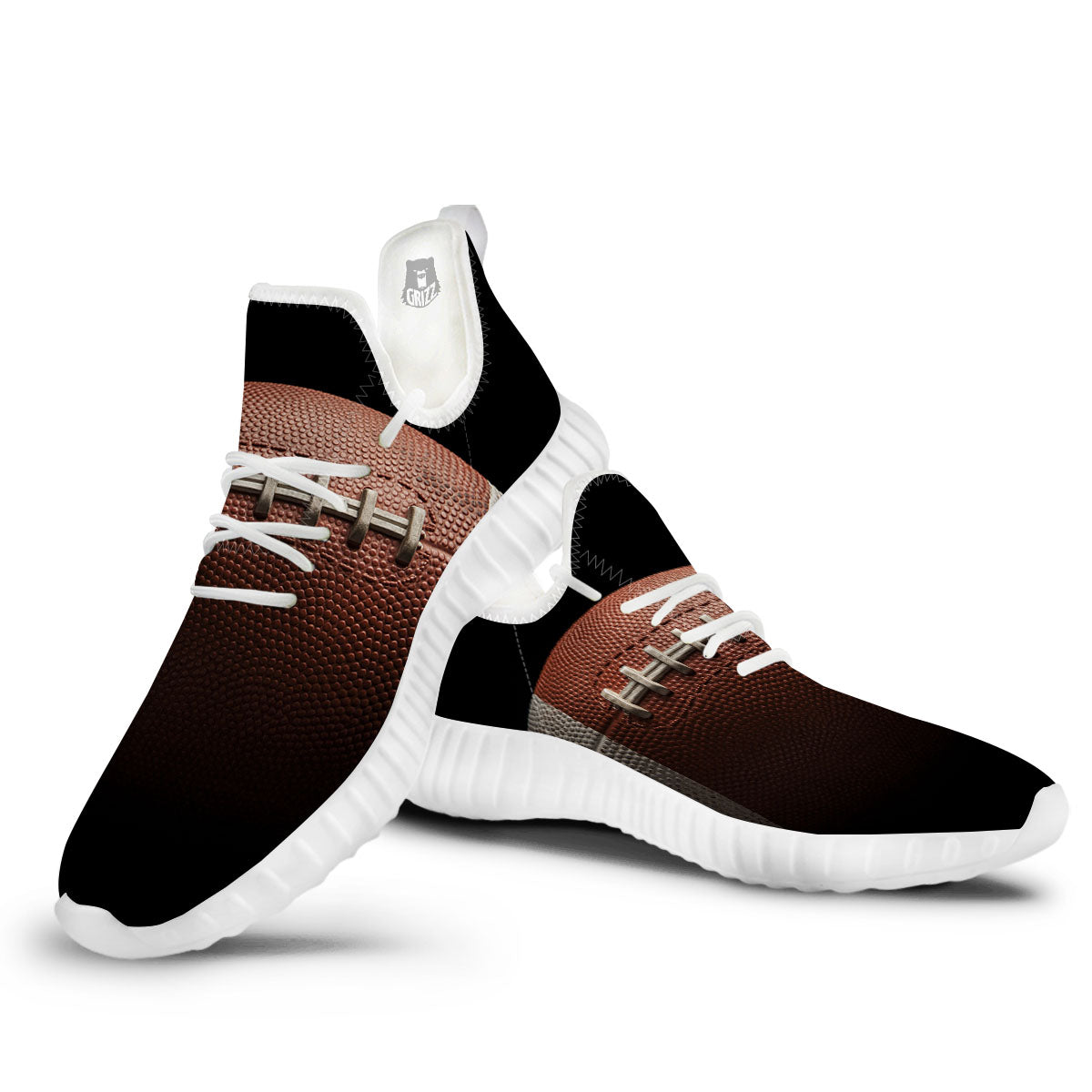 American Football Print Ball White Walking Shoes-grizzshop
