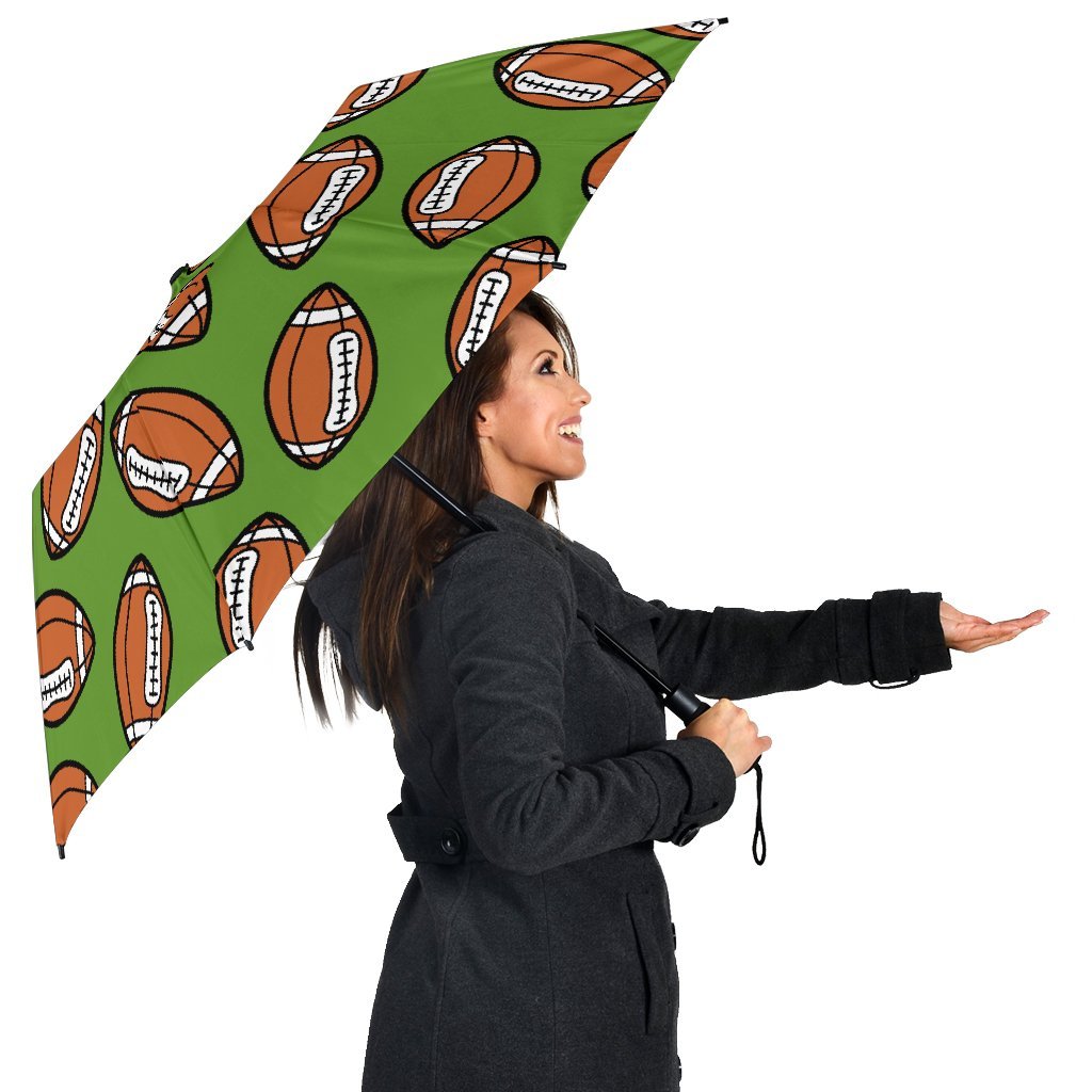 American Football Print Pattern Automatic Foldable Umbrella-grizzshop