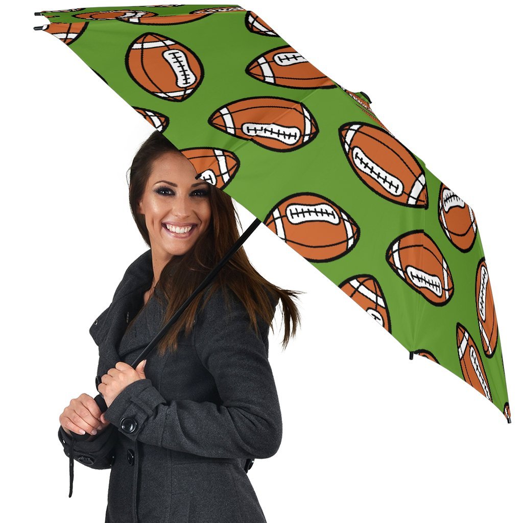 American Football Print Pattern Automatic Foldable Umbrella-grizzshop