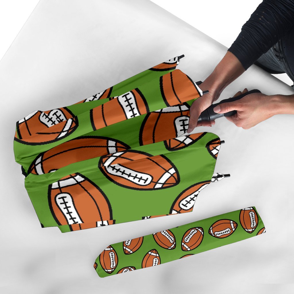American Football Print Pattern Automatic Foldable Umbrella-grizzshop
