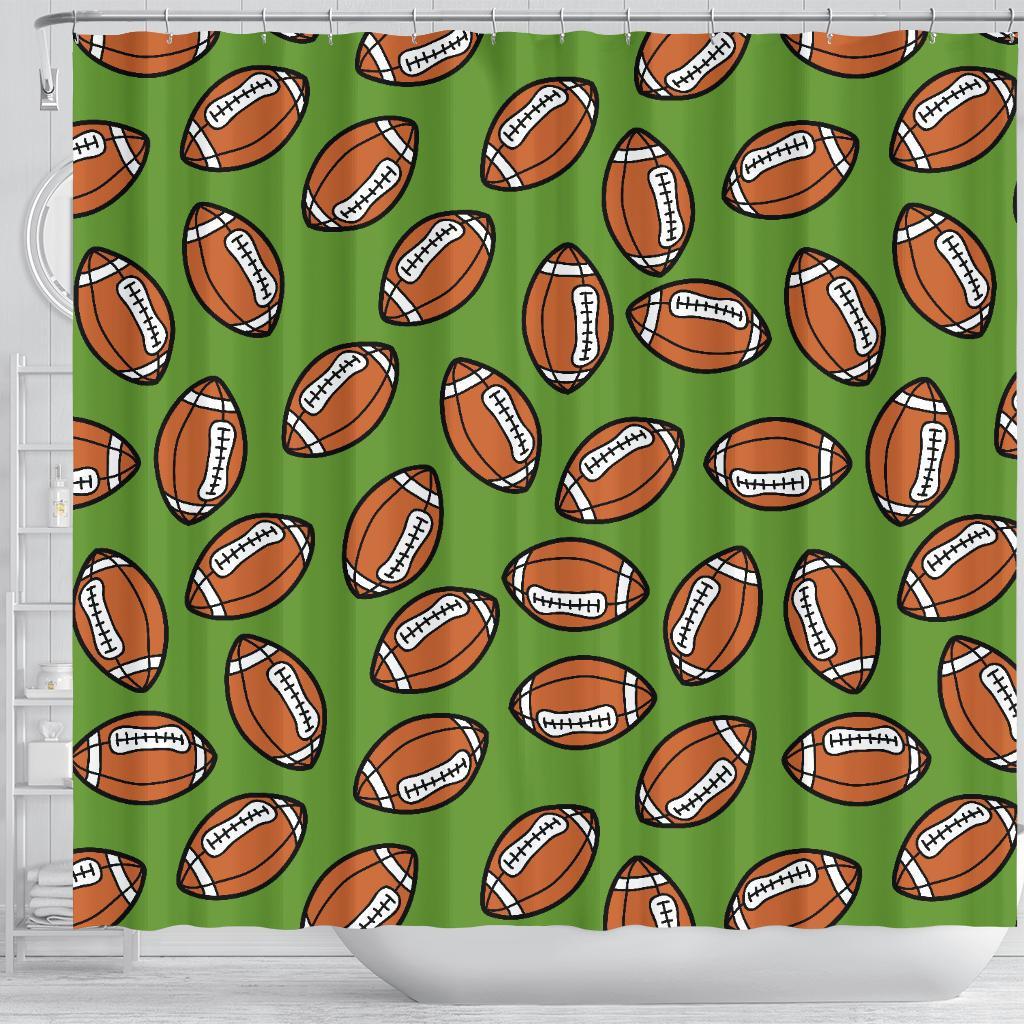 American Football Print Pattern Bathroom Shower Curtain-grizzshop