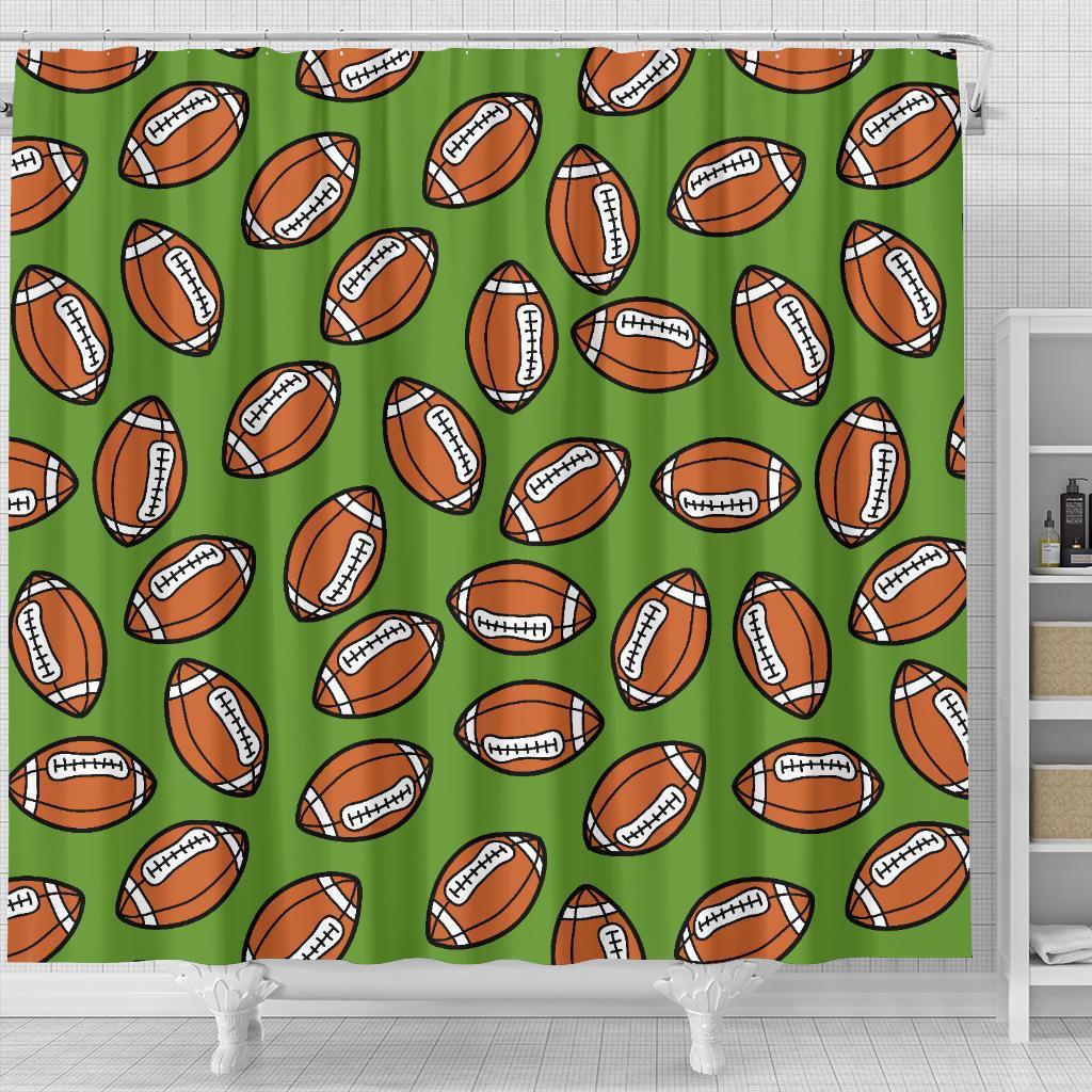 American Football Print Pattern Bathroom Shower Curtain-grizzshop