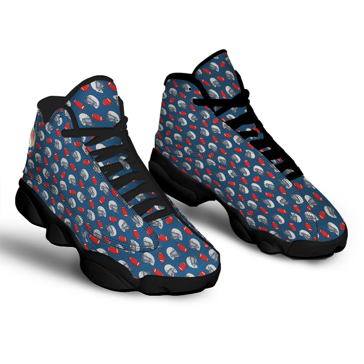 American Football Print Pattern Black Basketball Shoes-grizzshop