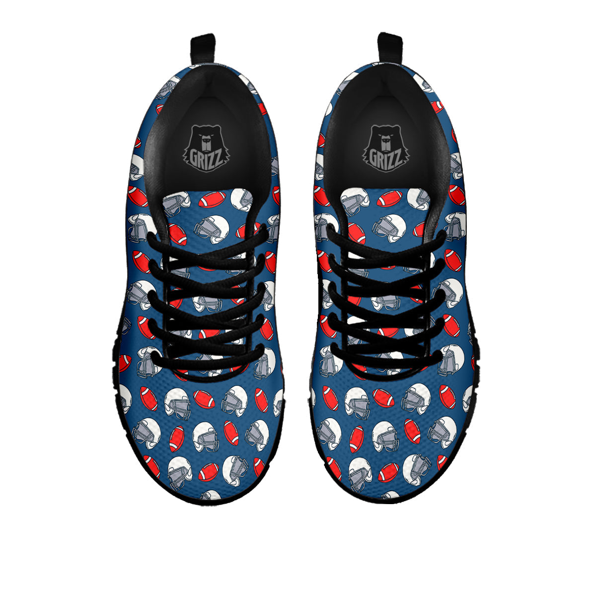 American Football Print Pattern Black Sneaker-grizzshop