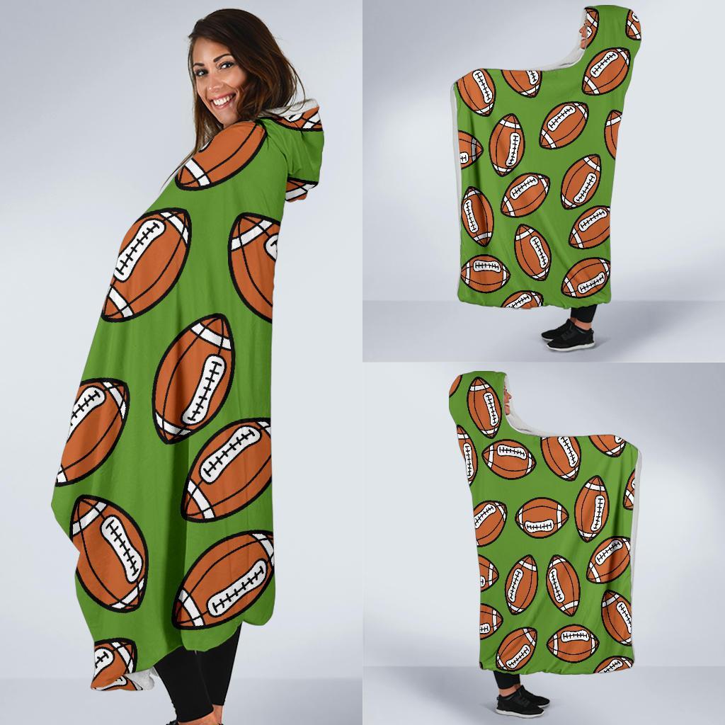 American Football Print Pattern Hooded Blanket-grizzshop