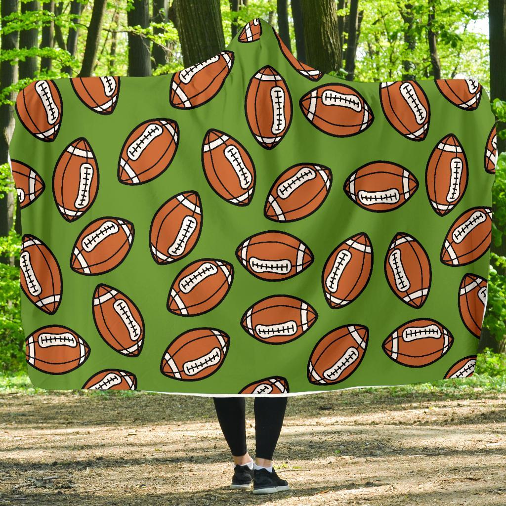 American Football Print Pattern Hooded Blanket-grizzshop