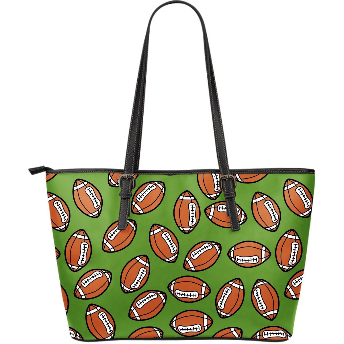 American Football Print Pattern Leather Tote Bag-grizzshop