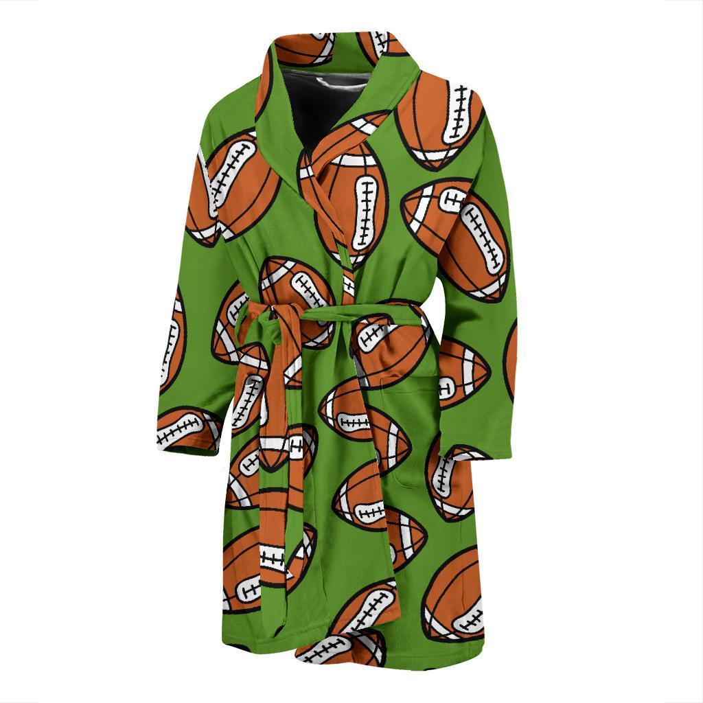 American Football Print Pattern Men Long Robe-grizzshop