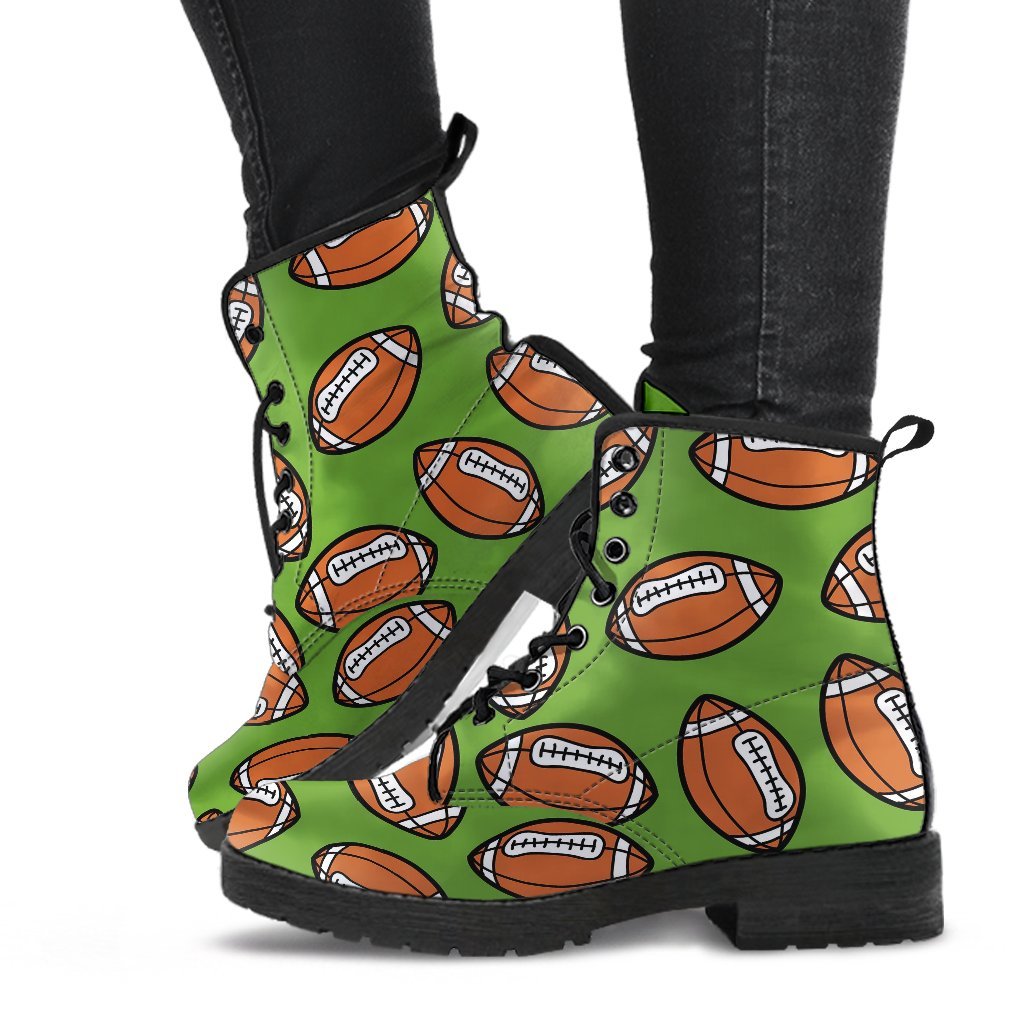 American Football Print Pattern Men Women Leather Boots-grizzshop