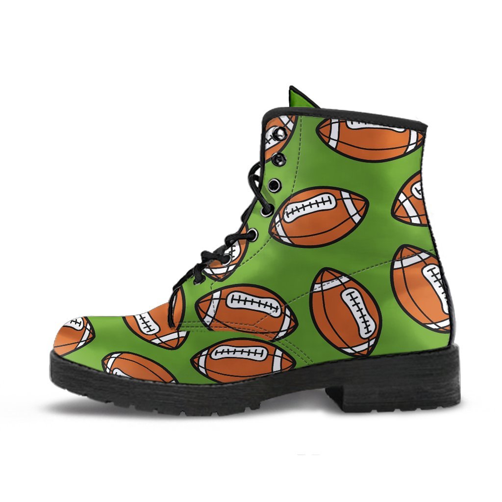 American Football Print Pattern Men Women Leather Boots-grizzshop