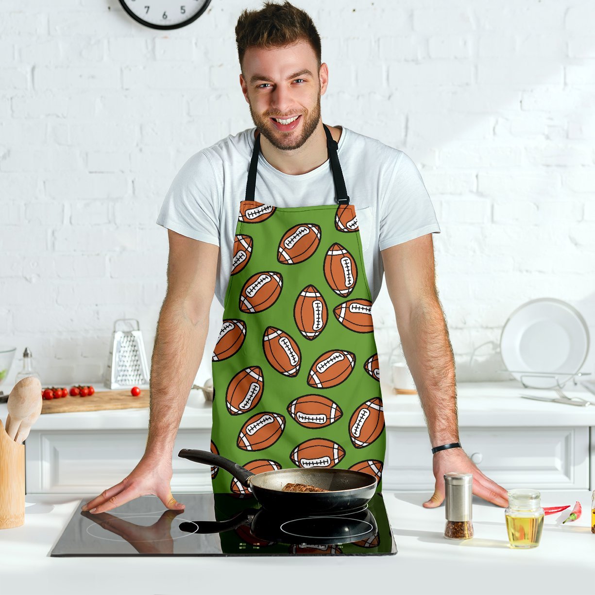 American Football Print Pattern Men's Apron-grizzshop