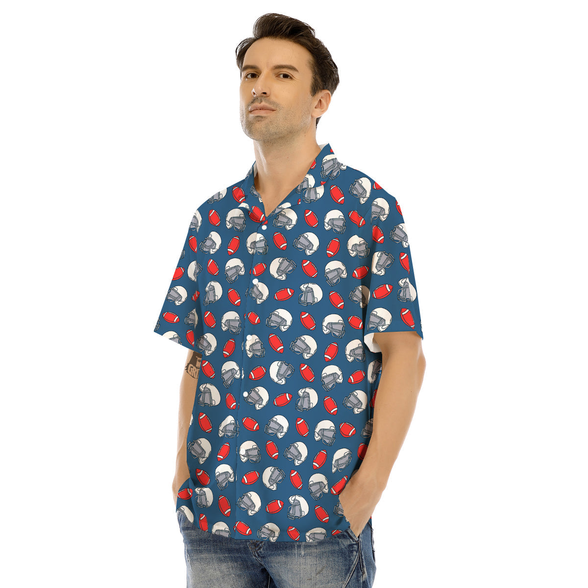 American Football Print Pattern Men's Hawaiian Shirt-grizzshop
