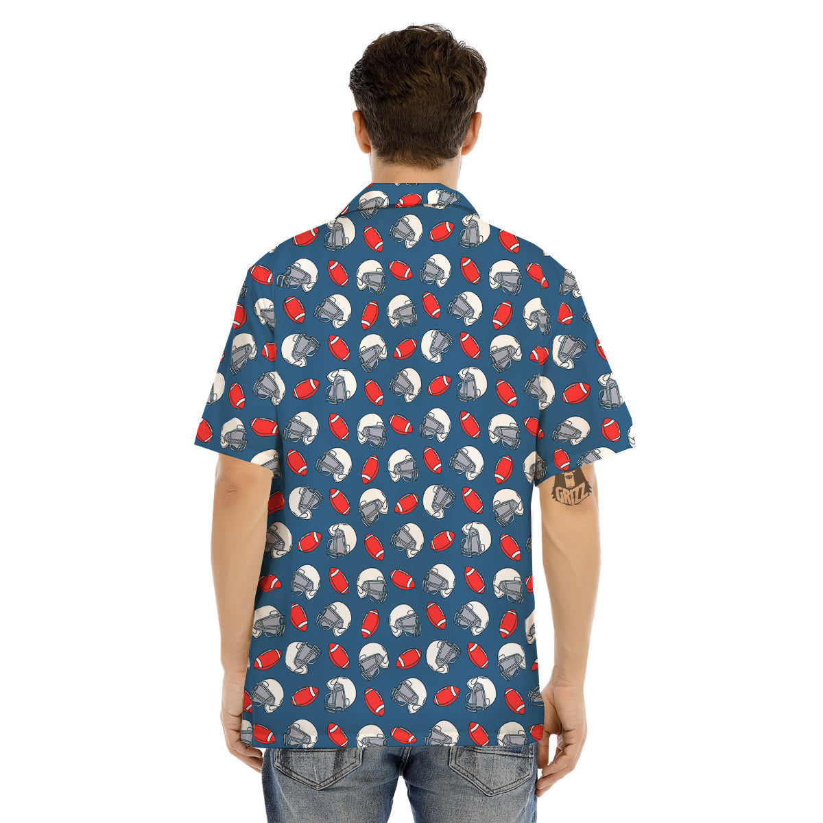 American Football Print Pattern Men's Hawaiian Shirt-grizzshop