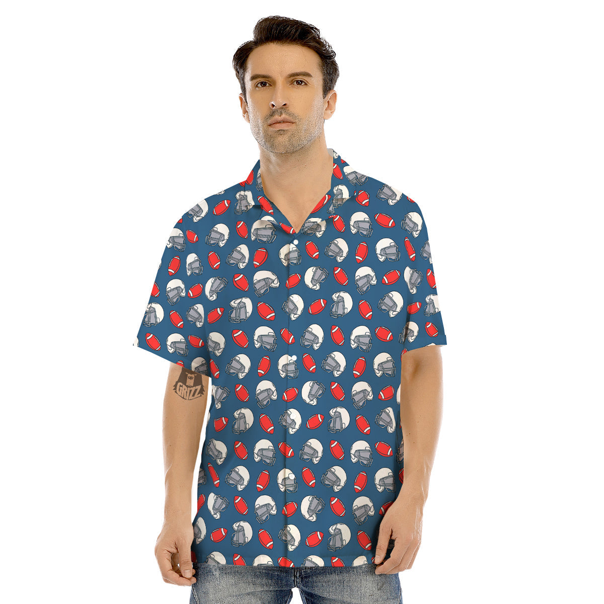 American Football Print Pattern Men's Hawaiian Shirt-grizzshop