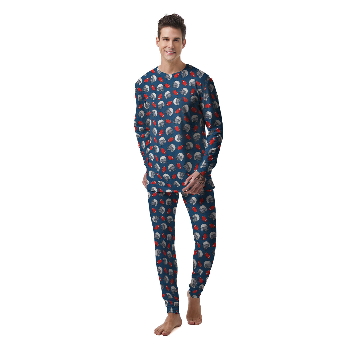 American Football Print Pattern Men's Pajamas-grizzshop