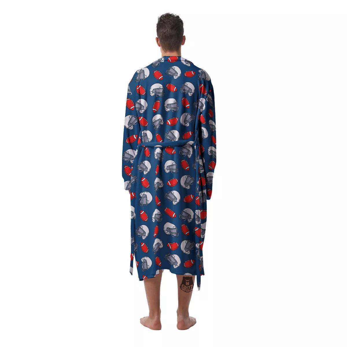 American Football Print Pattern Men's Robe-grizzshop