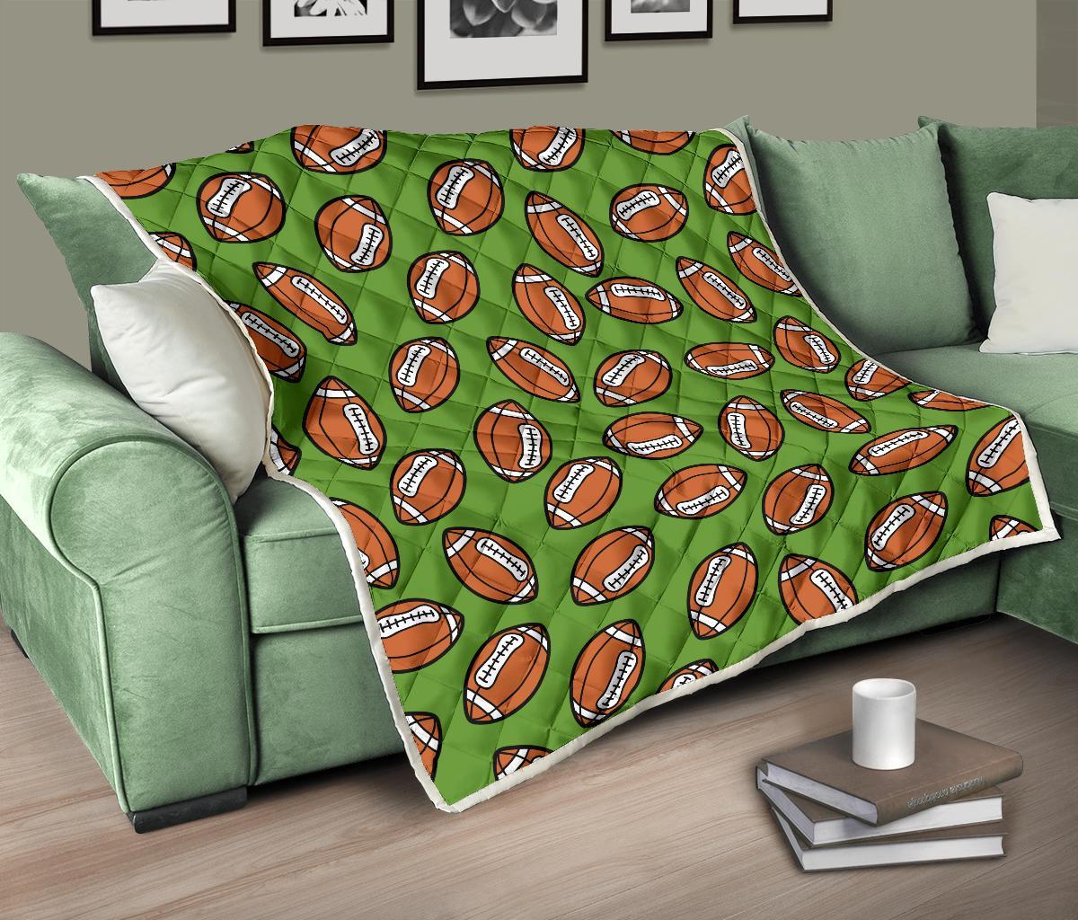 American Football Print Pattern Quilt-grizzshop