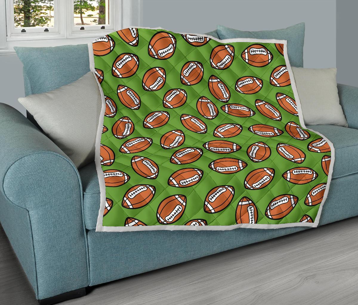 American Football Print Pattern Quilt-grizzshop