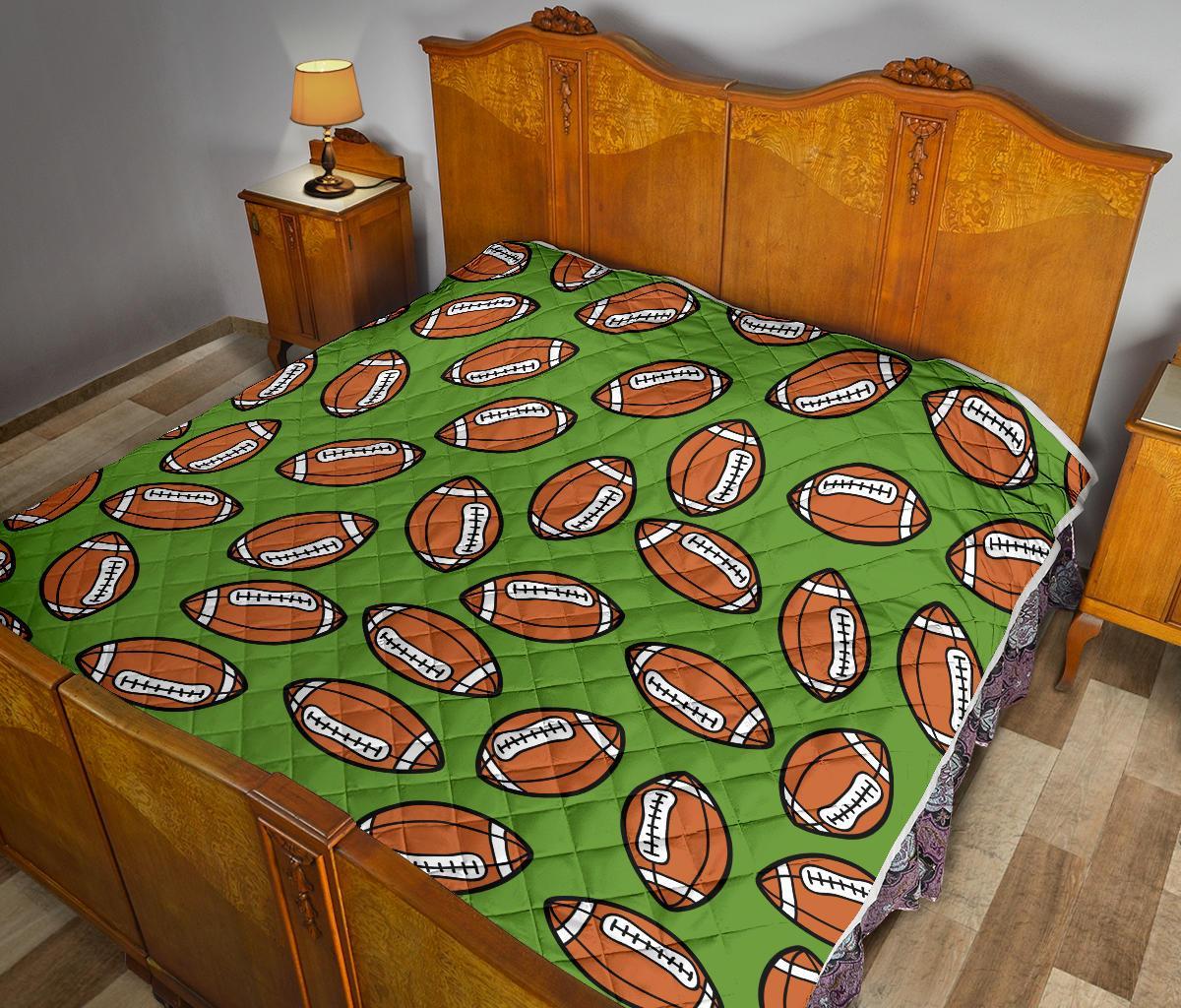 American Football Print Pattern Quilt-grizzshop