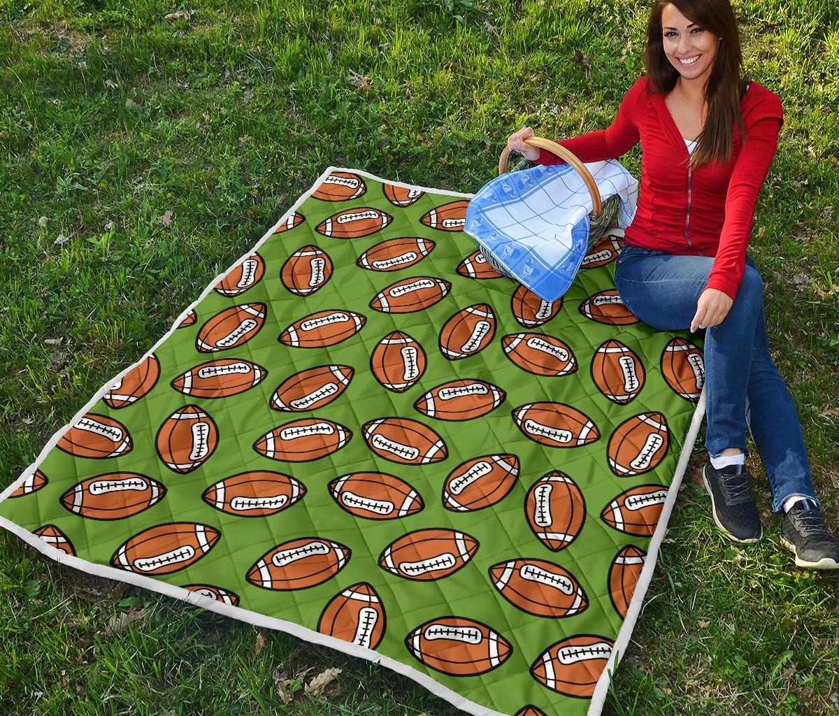 American Football Print Pattern Quilt-grizzshop