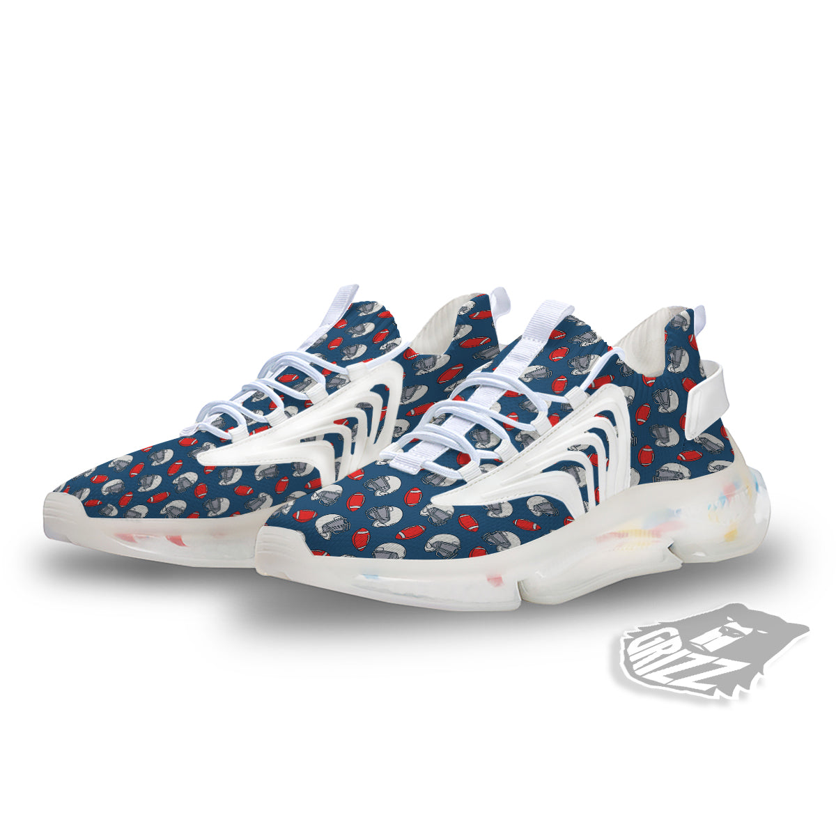 American Football Print Pattern White Gym Shoes-grizzshop