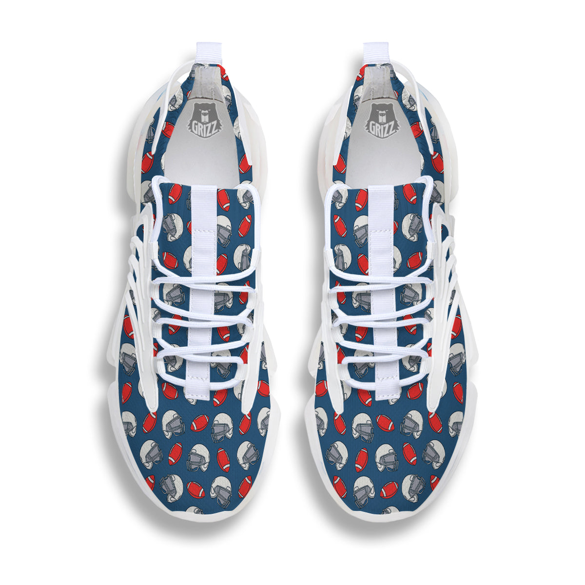 American Football Print Pattern White Gym Shoes-grizzshop
