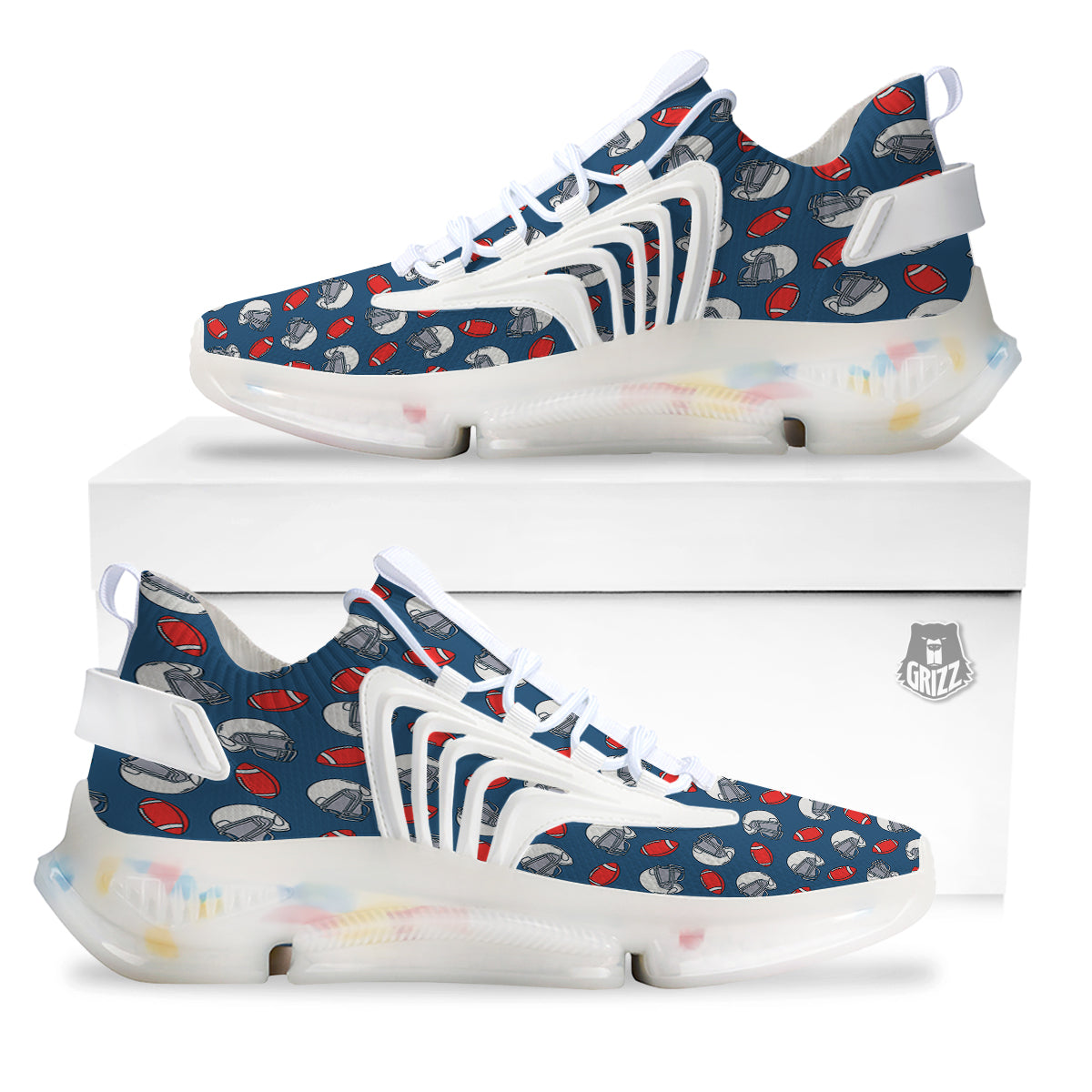 American Football Print Pattern White Gym Shoes-grizzshop