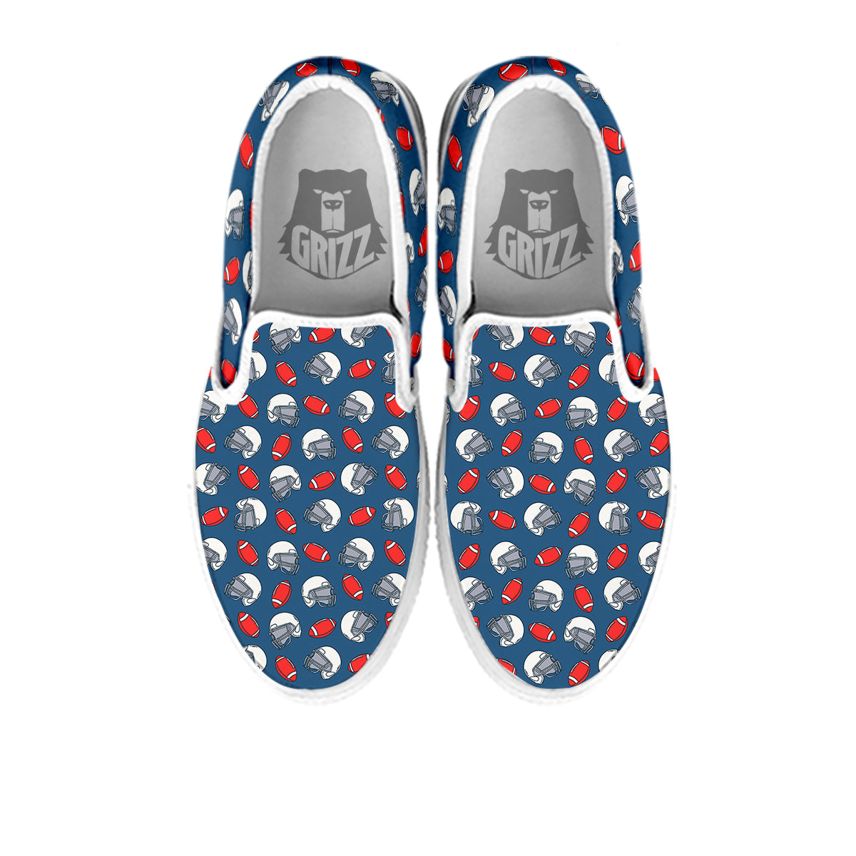 American Football Print Pattern White Slip On Shoes-grizzshop