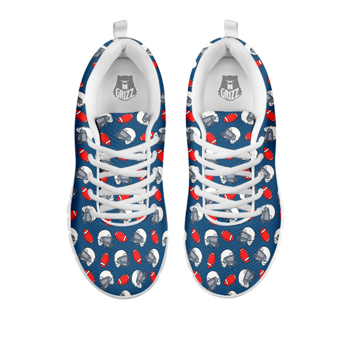 American Football Print Pattern White Sneaker-grizzshop