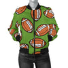 American Football Print Pattern Women Casual Bomber Jacket-grizzshop