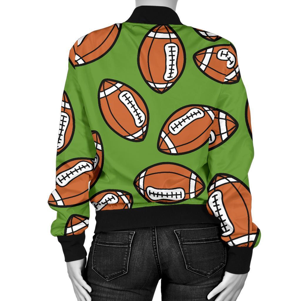 American Football Print Pattern Women Casual Bomber Jacket-grizzshop