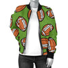 American Football Print Pattern Women Casual Bomber Jacket-grizzshop