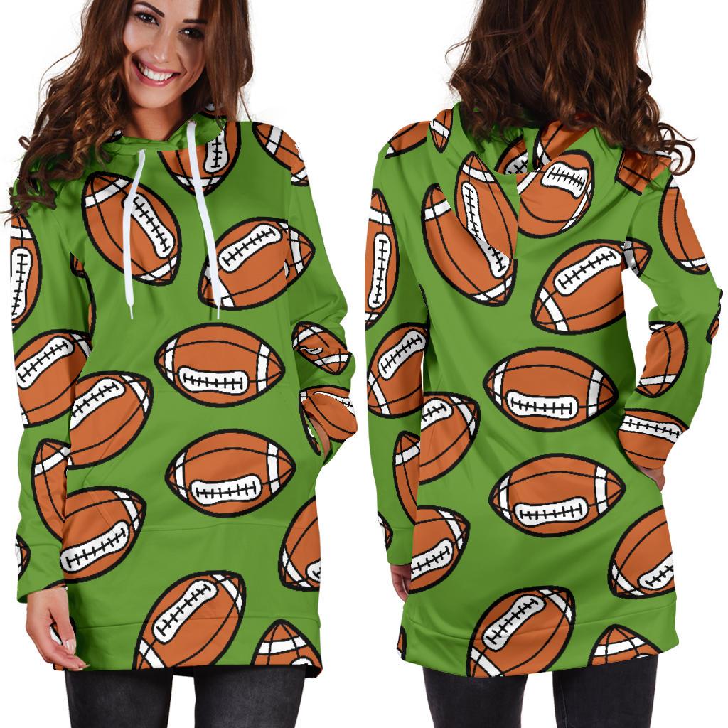 American Football Print Pattern Women Hoodie Dress-grizzshop