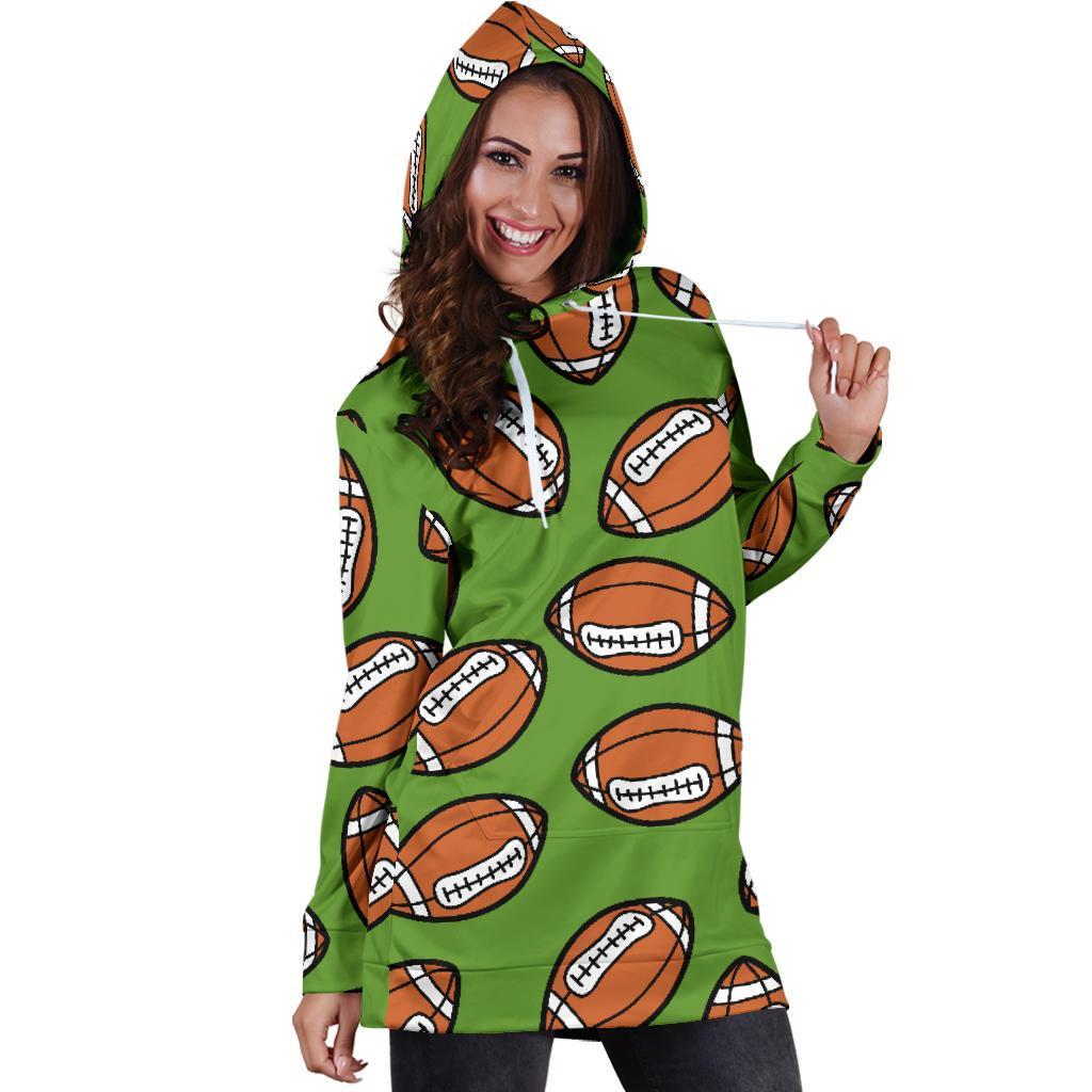 American Football Print Pattern Women Hoodie Dress-grizzshop