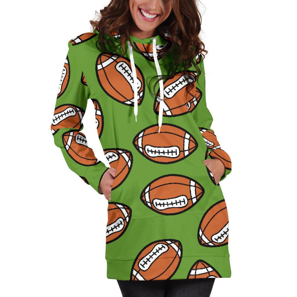 American Football Print Pattern Women Hoodie Dress-grizzshop