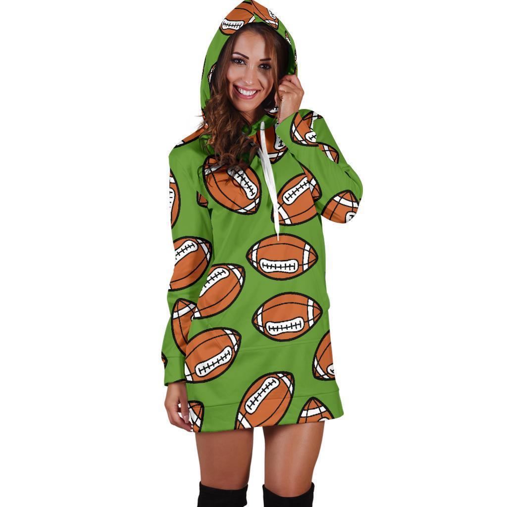 American Football Print Pattern Women Hoodie Dress Grizzshopping