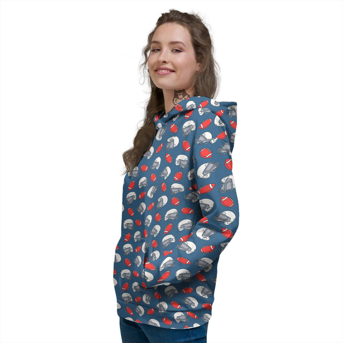 American Football Print Pattern Women's Hoodie-grizzshop