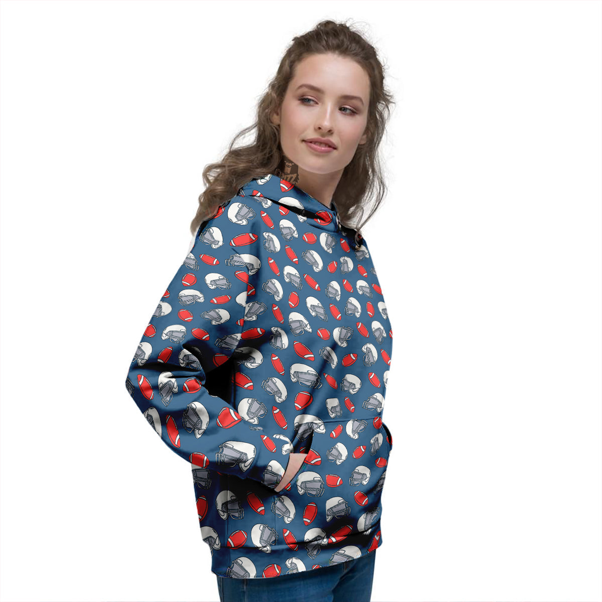 American Football Print Pattern Women's Hoodie-grizzshop