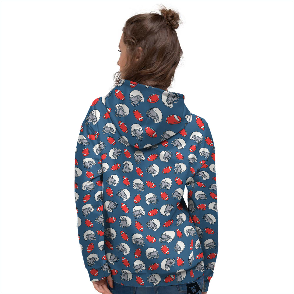 American Football Print Pattern Women's Hoodie-grizzshop